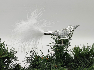 Baumschmuck Vogel silber